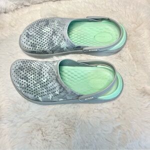 CROCS Gray and Mint Clogs